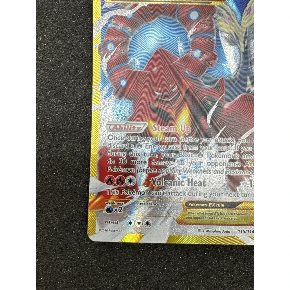 Pokémon TCG Volcanion-EX Steam Siege Holo Card 115/114 Secret Ultra Rare - MP